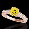 Image 1 : 1.32 ctw Certified SI/I Fancy Intense Yellow Diamond Ring 10k Rose Gold - REF-184F3M