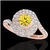 Image 1 : 1.86 ctw Certified SI/I Fancy Intense Yellow Diamond Ring 10k Rose Gold - REF-184A3N