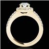 Image 2 : 1.5 ctw Certified Diamond Solitaire Halo Ring 10k Yellow Gold - REF-218A2N