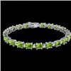 Image 2 : 19.7 ctw Peridot & VS/SI Diamond Eternity Bracelet 10k White Gold - REF-118M5G