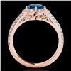 Image 2 : 2.05 2.05 ctw SI Certified Fancy Blue Diamond Halo Ring 10k Rose Gold - REF-197R8K
