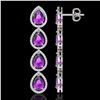 Image 2 : 10.85 ctw Amethyst & Diamond Micro Pave Halo Earrings 10k White Gold - REF-172W8H