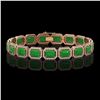Image 1 : 25.36 ctw Jade & Diamond Micro Pave Halo Bracelet 10k Rose Gold - REF-345K5Y