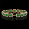 Image 2 : 25.36 ctw Jade & Diamond Micro Pave Halo Bracelet 10k Rose Gold - REF-345K5Y