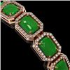 Image 3 : 25.36 ctw Jade & Diamond Micro Pave Halo Bracelet 10k Rose Gold - REF-345K5Y