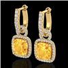 Image 1 : 7 ctw Citrine & Micro Pave VS/SI Diamond Earrings 18k Yellow Gold - REF-100H2R