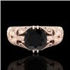 Image 2 : 1 ctw Fancy Black Diamond Engagment Art Deco Ring 18k Rose Gold - REF-90Y9X