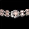 Image 3 : 36.2 ctw Morganite & Diamond Necklace 14K White Gold - REF-527M3G