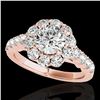 Image 1 : 3 ctw Certified Diamond Solitaire Halo Ring 10k Rose Gold - REF-381R8K