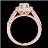 Image 2 : 3 ctw Certified Diamond Solitaire Halo Ring 10k Rose Gold - REF-381R8K