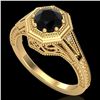 Image 1 : 0.84 ctw Fancy Black Diamond Engagment Art Deco Ring 18k Yellow Gold - REF-89X3A
