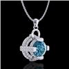 Image 3 : 1.57 ctw Fancy Intense Blue Diamond Micro Pave Necklace 18k White Gold - REF-154R5K