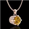 Image 3 : 0.85 ctw Intense Fancy Yellow Diamond Art Deco Necklace 18k Rose Gold - REF-109Y3X