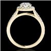 Image 2 : 1.5 ctw Certified Diamond Solitaire Halo Ring 10k Yellow Gold - REF-177F3M
