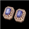 Image 2 : 11.25 ctw Tanzanite & Diamond Victorian Earrings 14K Rose Gold - REF-672G8W