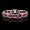 Image 1 : 38.61 ctw Ruby & Diamond Micro Pave Halo Bracelet 10k White Gold - REF-424G5W