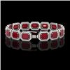 Image 2 : 38.61 ctw Ruby & Diamond Micro Pave Halo Bracelet 10k White Gold - REF-424G5W