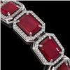 Image 3 : 38.61 ctw Ruby & Diamond Micro Pave Halo Bracelet 10k White Gold - REF-424G5W