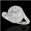 Image 1 : 1.86 ctw Certified Diamond Solitaire Halo Ring 10k White Gold - REF-184M3G