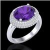 Image 1 : 4 ctw Amethyst & Micro Pave VS/SI Diamond Ring 18k White Gold - REF-98X5A