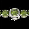 Image 1 : 40 ctw Green Tourmaline & Micro VS/SI Diamond Bracelet 14k White Gold - REF-404N4F