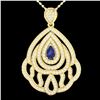 Image 1 : 2 ctw Tanzanite & Micro Pave VS/SI Diamond Necklace 18k Yellow Gold - REF-180Y2X