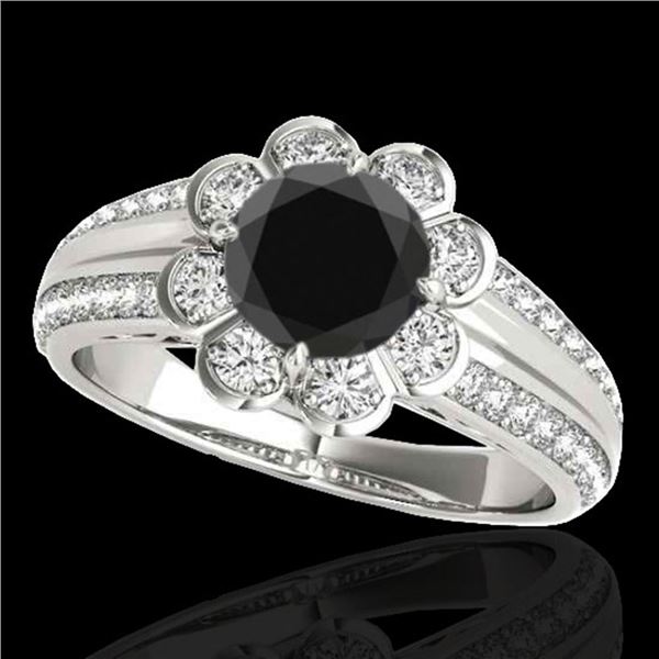 2.05 ctw Certified VS Black Diamond Solitaire Halo Ring 10k White Gold - REF-68X2A