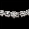 Image 3 : 21.12 ctw Emerald Cut Diamond Micro Pave Necklace 18K White Gold - REF-2509F6M