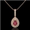 Image 2 : 4.97 ctw Certified Ruby & Diamond Victorian Necklace 14K Rose Gold - REF-160X2A