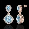 Image 2 : 7 ctw Sky Blue Topaz & Micro VS/SI Diamond Earrings 10k Rose Gold - REF-79M3G