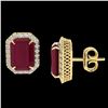 Image 2 : 10.40 ctw Ruby & Micro Pave VS/SI Diamond Earrings 18k Yellow Gold - REF-136H4R