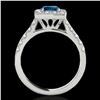 Image 2 : 2 ctw SI Certified Blue Diamond Solitaire Halo Ring 10k White Gold - REF-158H2R