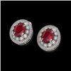 Image 2 : 8.84 ctw Certified Ruby & Diamond Victorian Earrings 14K White Gold - REF-220M8G