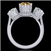 Image 3 : 3.06 ctw Intense Fancy Yellow Diamond Art Deco Ring 18k White Gold - REF-390H9R