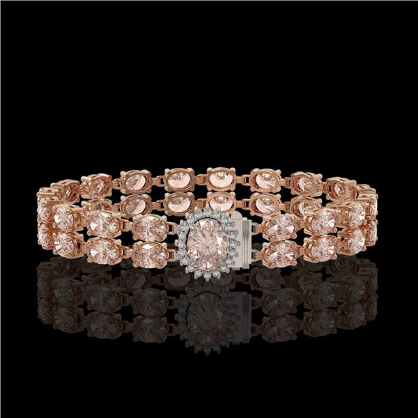 16.5 ctw Morganite & Diamond Bracelet 14K Rose Gold - REF-263W6H