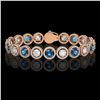 Image 1 : 13.56 ctw Blue & Diamond Micro Pave Bracelet 18K Rose Gold - REF-2426X6A