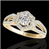 Image 1 : 1.43 ctw Certified Diamond Solitaire Halo Ring 10k Yellow Gold - REF-204G5W
