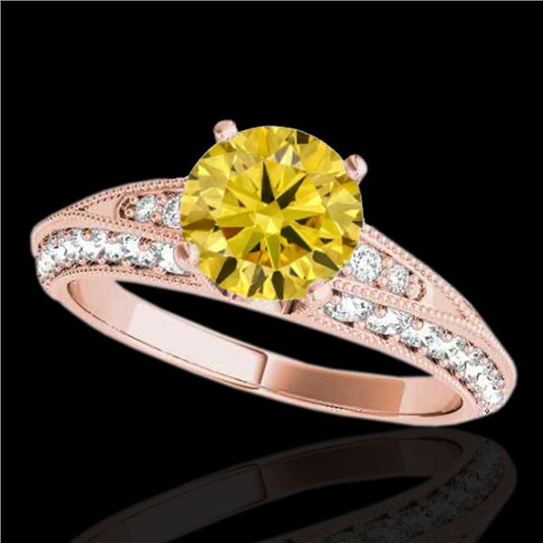 1.58 ctw Certified SI Intense Yellow Diamond Antique Ring 10k Rose Gold - REF-211N4F