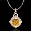 Image 1 : 1.57 ctw Intense Fancy Yellow Diamond Micro Pave Necklace 18k Rose Gold - REF-209G3W