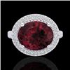 Image 2 : 4.50 ctw Garnet & Micro Pave VS/SI Diamond Ring 18k White Gold - REF-98R4K