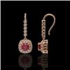 Image 2 : 5.1 ctw Certified Ruby & Diamond Victorian Earrings 14K Rose Gold - REF-172Y8X