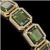 Image 3 : 36.51 ctw Tourmaline & Diamond Micro Pave Halo Bracelet 10k Yellow Gold - REF-477W3H