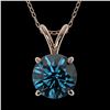 Image 1 : 1.29 ctw Certified Intense Blue Diamond Necklace 10k Rose Gold - REF-121M5G