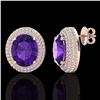 Image 2 : 8 ctw Amethyst & Micro Pave VS/SI Diamond Earrings 14k Rose Gold - REF-141M8G