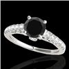 Image 1 : 1.5 ctw Certified VS Black Diamond Solitaire Ring 10k White Gold - REF-61G4W