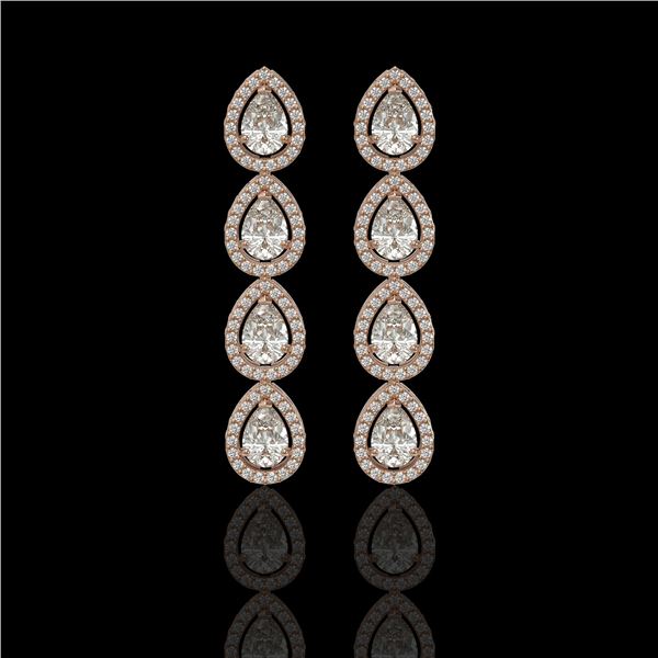 5.22 ctw Pear Cut Diamond Micro Pave Earrings 18K Rose Gold - REF-727M2G