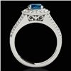 Image 2 : 1.7 ctw SI Certified Fancy Blue Diamond Solitaire Halo Ring 10k White Gold - REF-170H5R