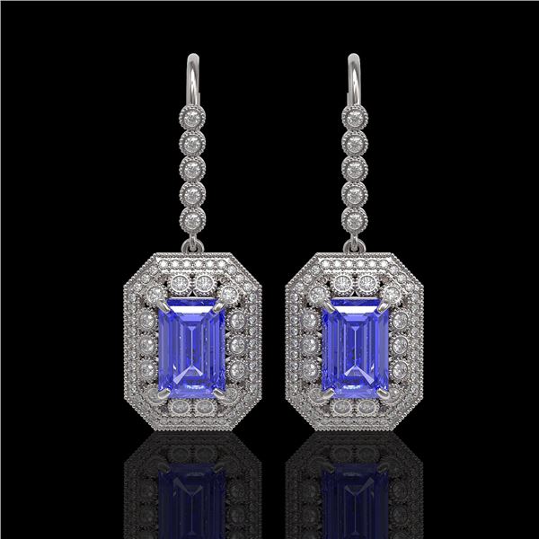 11.66 ctw Tanzanite & Diamond Victorian Earrings 14K White Gold - REF-672Y8X