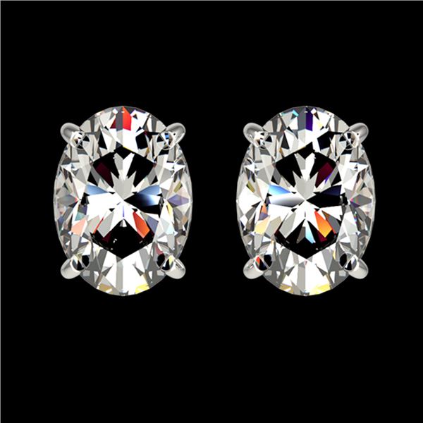 2 ctw Certified VS/SI Quality Oval Diamond Stud Earrings 10k White Gold - REF-478W6H