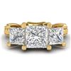 Image 2 : 2.66 ctw Princess VS/SI Diamond Art Deco 3 Stone Ring 18k Yellow Gold - REF-581W8H